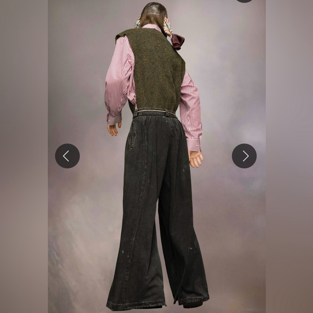 MM6 Maison Margiela Paint Splatter Wide Leg Denim Pants Black Size Small - Picture 4 of 13